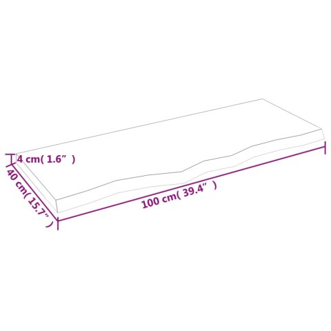 VidaXL Półka, 100x40x(2-4) cm, surowe lite drewno dębowe