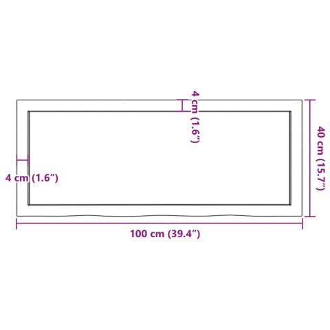 VidaXL Półka, 100x40x(2-4) cm, surowe lite drewno dębowe