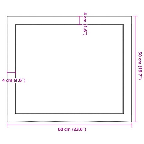 VidaXL Półka, 60x50x(2-6) cm, surowe lite drewno dębowe