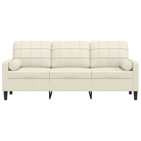 VidaXL 3-osobowa sofa z poduszkami, kremowa, 180 cm, aksamit