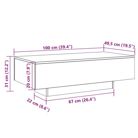 VidaXL Stolik kawowy, stare drewno, 100x49,5x31 cm