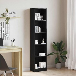  Regał biblioteczny Czarny Dąb 40x24x176 cm Drewno klejone