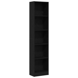  Regał biblioteczny Czarny Dąb 40x24x176 cm Drewno klejone