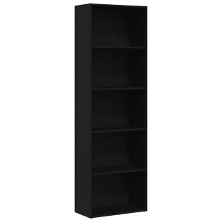  Regał biblioteczny Czarny Dąb 60x30x189 cm Drewno klejone