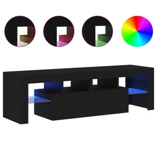  Szafka pod TV z oświetleniem LED, czarny dąb, 140x36,5x40 cm