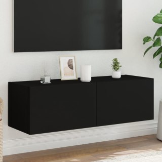  Ścienna szafka TV z LED, czarna, 100x35x31 cm