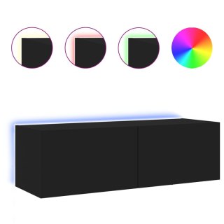  Ścienna szafka TV z LED, czarna, 100x35x31 cm