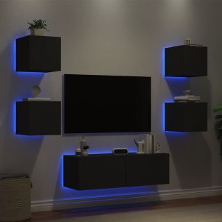  5-cz. zestaw mebli TV z oświetleniem LED, czarny