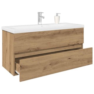  Szafka pod umywalkę z wbudowaną umywalką i baterią dąb artisan