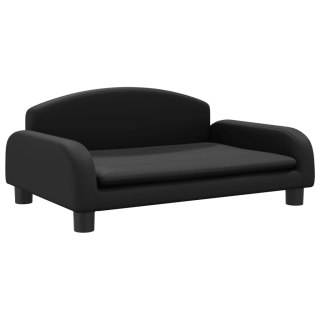  Sofa dla dzieci, czarna, 70x45x30 cm, sztuczna skóra