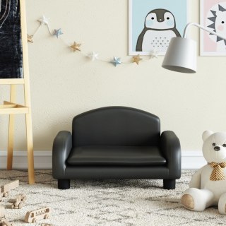  Sofa dla dzieci, czarna, 50x40x30 cm, sztuczna skóra