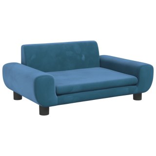  Sofa dla dzieci, niebieska, 70x45x33 cm, aksamit