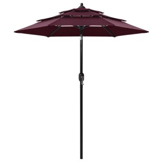  3-poziomowy parasol na aluminiowym słupku, bordowy, 2 m