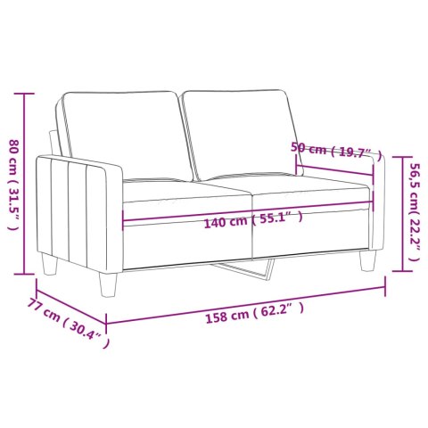  Sofa 2-osobowa, ciemnoszary, 140 cm, tapicerowana aksamitem