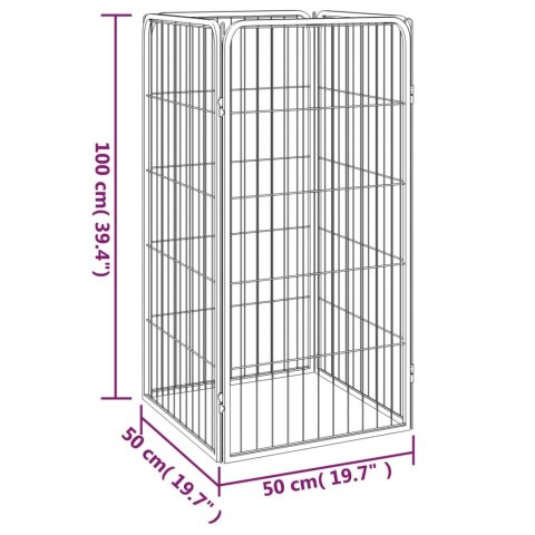  Kojec dla psa, 4 panele, czarny, 50x100 cm, stalowy