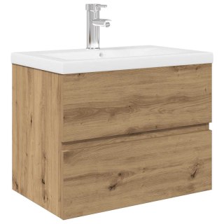  Szafka pod umywalkę z wbudowaną umywalką i baterią dąb artisan