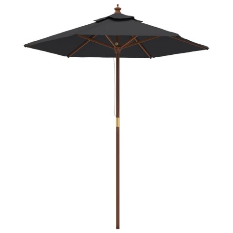  Parasol ogrodowy na drewnianym słupku, czarny, 196x231 cm