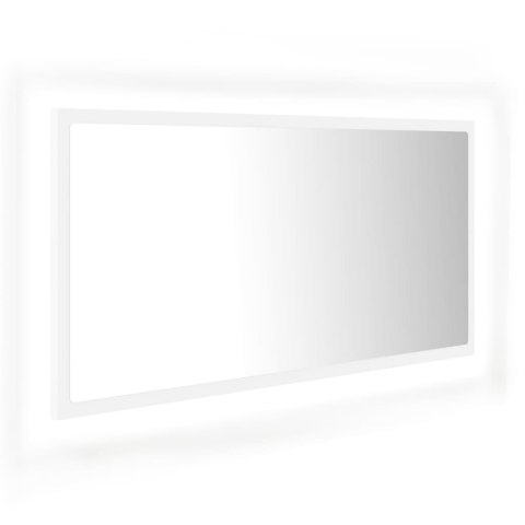  Lustro łazienkowe z LED, białe, 90x8,5x37 cm, akryl