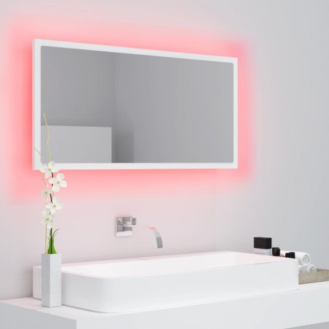  Lustro łazienkowe z LED, białe, 90x8,5x37 cm, akryl