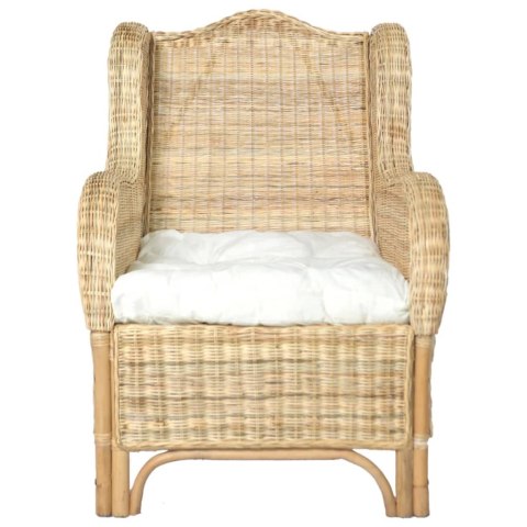 VidaXL Fotel z poduszką, naturalny rattan i len