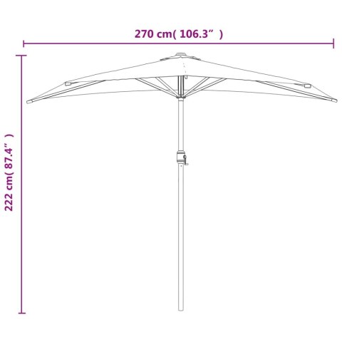  Półparasol balkonowy, aluminium, niebieski, 270x144x222 cm