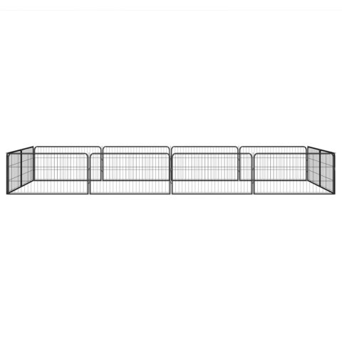  Kojec dla psa, 12 panele, czarny, 100x50 cm, stal