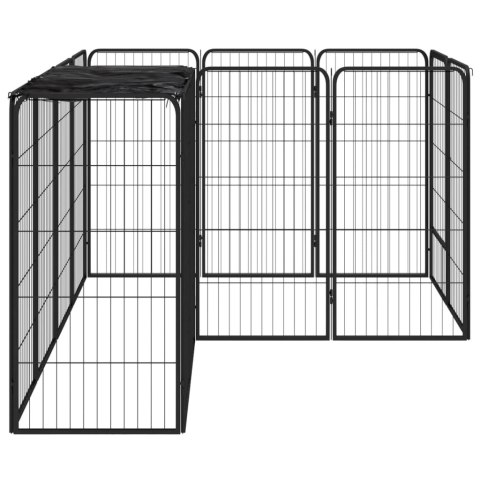  Kojec dla psa, 14 paneli, czarny, 50x100 cm, stal