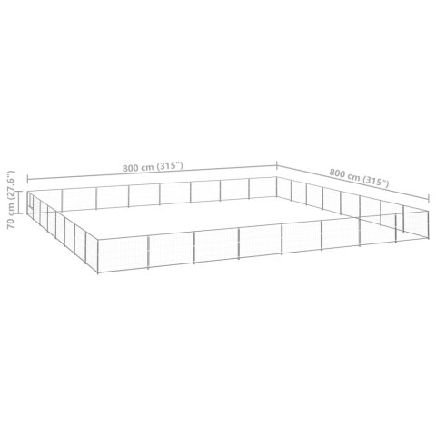  Kojec dla psa, srebrny, 64 m², stalowy