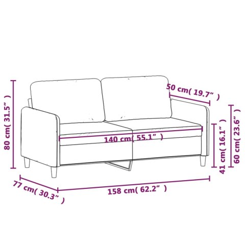  Sofa 2-osobowa, ciemnoszary, 140 cm, tapicerowana aksamitem