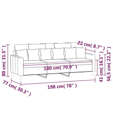  Sofa 3-osobowa, czarny, 180 cm, tapicerowana aksamitem