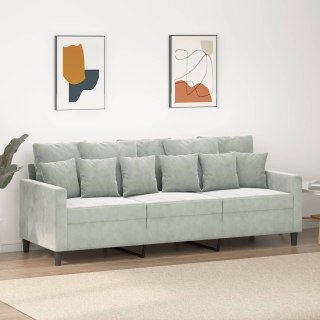  Sofa 3-osobowa, jasnoszara, 180 cm, tapicerowana aksamitem