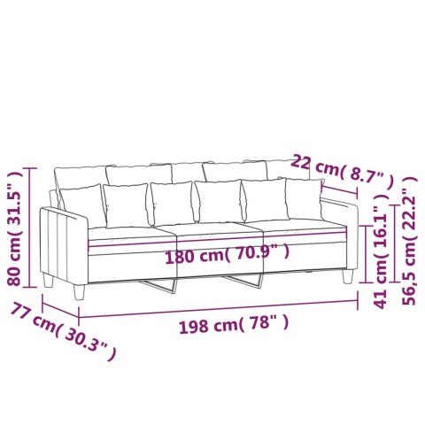  Sofa 3-osobowa, jasnoszara, 180 cm, tapicerowana tkaniną