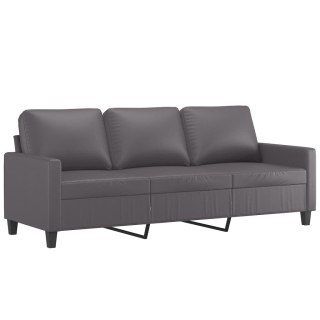  3-osobowa sofa, szara, 180 cm, sztuczna skóra