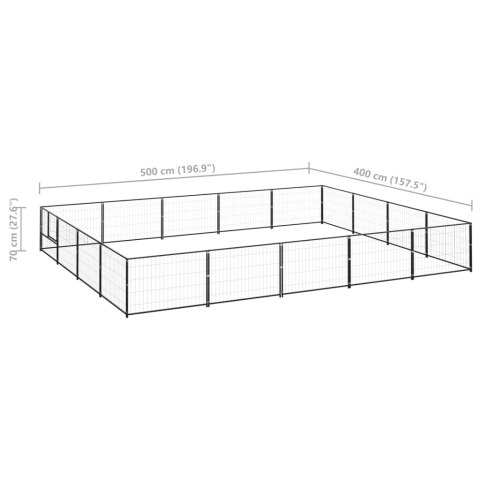  Kojec dla psa, czarny, 20 m², stalowy