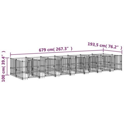  Kojec zewnętrzny dla psa, stalowy, 13,14 m²