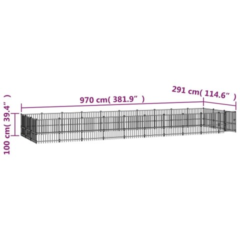  Kojec zewnętrzny dla psa, stalowy, 28,23 m²