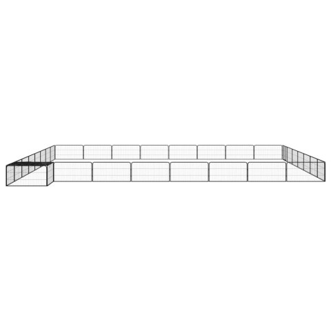  Kojec dla psa, 32 panele, czarny, 100x50 cm, stal