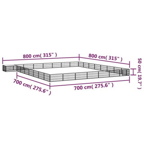  Kojec dla psa, 32 panele, czarny, 100x50 cm, stal