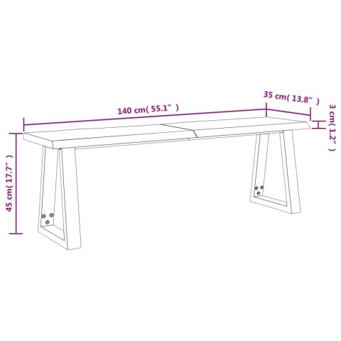  Ławka z naturalną krawędzią, 140 cm, lite drewno akacjowe