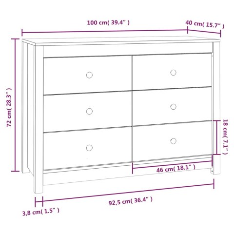  Komoda, 100x40x72 cm, lite drewno sosnowe