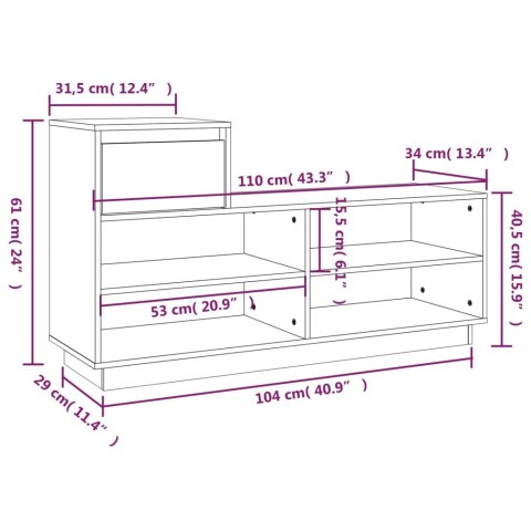  Szafka na buty, 110x34x61 cm, lite drewno sosnowe