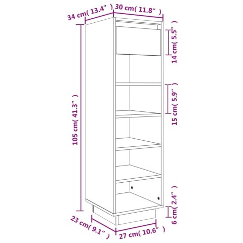  Szafka na buty, 30x34x105 cm, lite drewno sosnowe