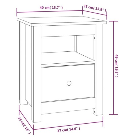  Szafka nocna, 40x35x49 cm, lite drewno sosnowe