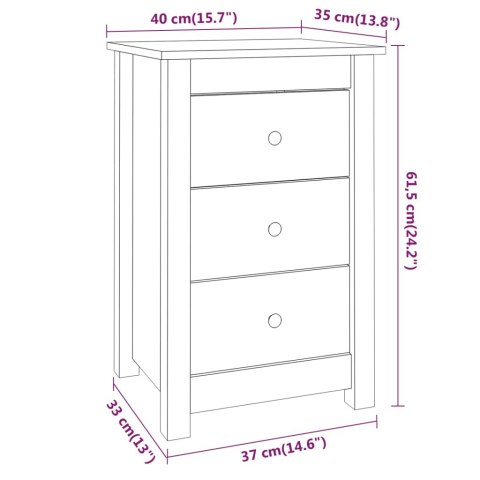  Szafki nocne, 2 szt., 40x35x61,5 cm, lite drewno sosnowe