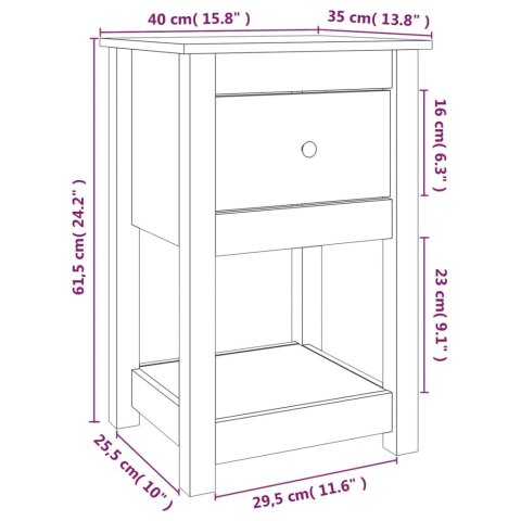  Szafki nocne, 2 szt., 40x35x61,5 cm, lite drewno sosnowe