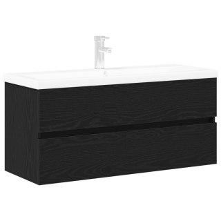 Szafka Umywalkowa  z Wbudowaną Misą Czarny Dąb z Drewna, Szafka Umywalkowa  Czarny Dąb 90x38.5x45 cm z Drewna