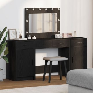  3-częściowy zestaw toaletki z LED, czarny, materiał drewnopochodny