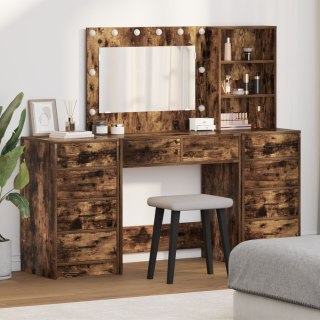  3-częściowy zestaw toaletki z LED w drewnie dębowym