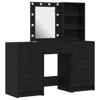  3-częściowy zestaw toaletki z podświetleniem LED, czarny, materiał drewnopochodny