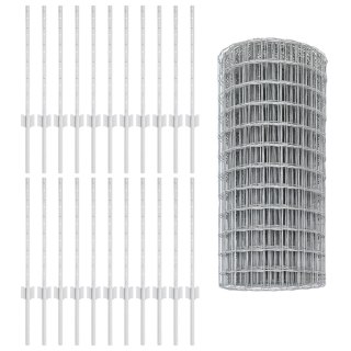  Ogrodzenie Euro z 11 słupkami U Srebrne 0.6x50 m Stal